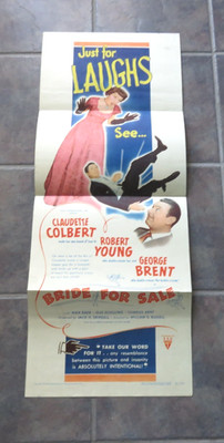 BRIDE FOR SALE  ORIG 14X36'' FOLDED MOVIE POSTER WINDOW INSERT 1949  ROBERT YOUNG