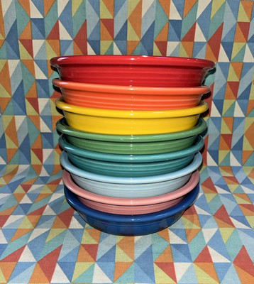 NEW FIESTA 8 Medium bowls BRIGHT RAINBOW mix SET 19 oz  FIESTAWARE FREE SHIPPING