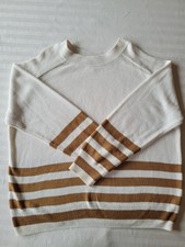 liz claiborne sweater XXL Cream With Mocha Stripes
