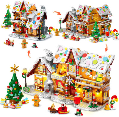 2025 Christmas 3 Style Gingerbread House Building Set with Light - 1477PCS Chris