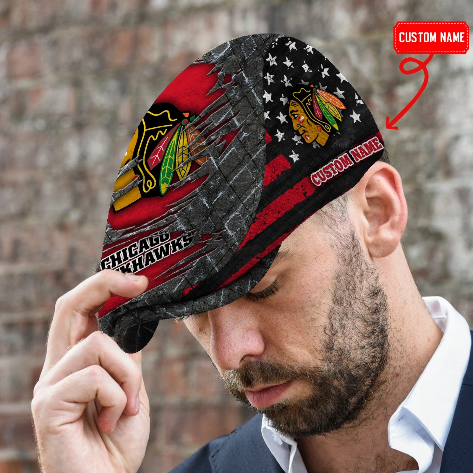 Chicago Team Blackhawks Jeff Cap Driving Cap Golf Cap Newsboy Cap Flat Cap