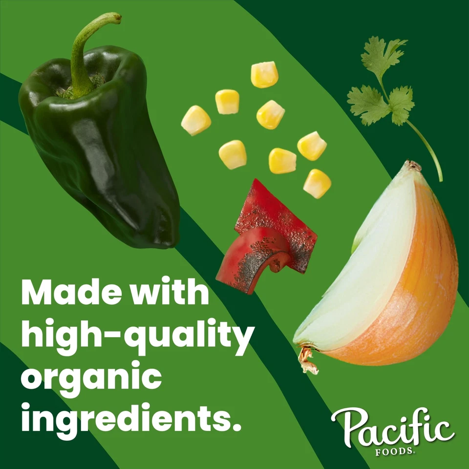 Pacific Foods Pimenta Poblano Orgânica Pó de Milho 16,3 oz Pacote com 12 Latas - Imagem 4 de 4