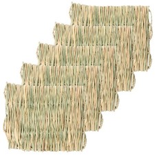 5 Pcs Woven Bed Mat Straw Rabbit Hay Mats for Bunnies Grass Bunny Pads