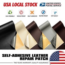Self-adhesive leather repair patches, available in multiple colors and sizes.