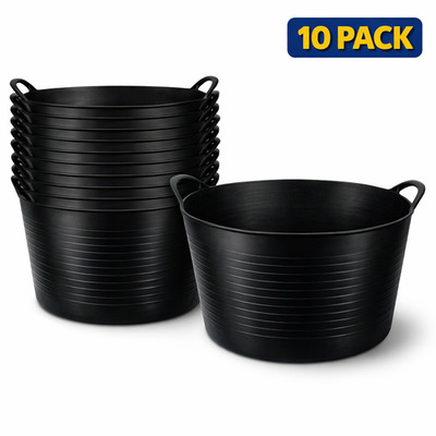 10 x 42L Schwerlast Flexible Wannen Bauherren Schutt Mischen Garten Flexi Eimer