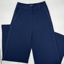 Forever 21 Women's Contemporary Pants S Navy Polyester Contrast Stitch Wide Leg