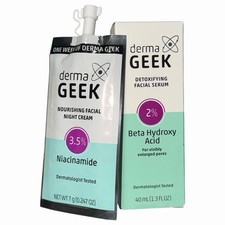 DERMA GEEK Beta Hydroxy Detoxifying Facial Serum Niacinamide Night Cream NEW