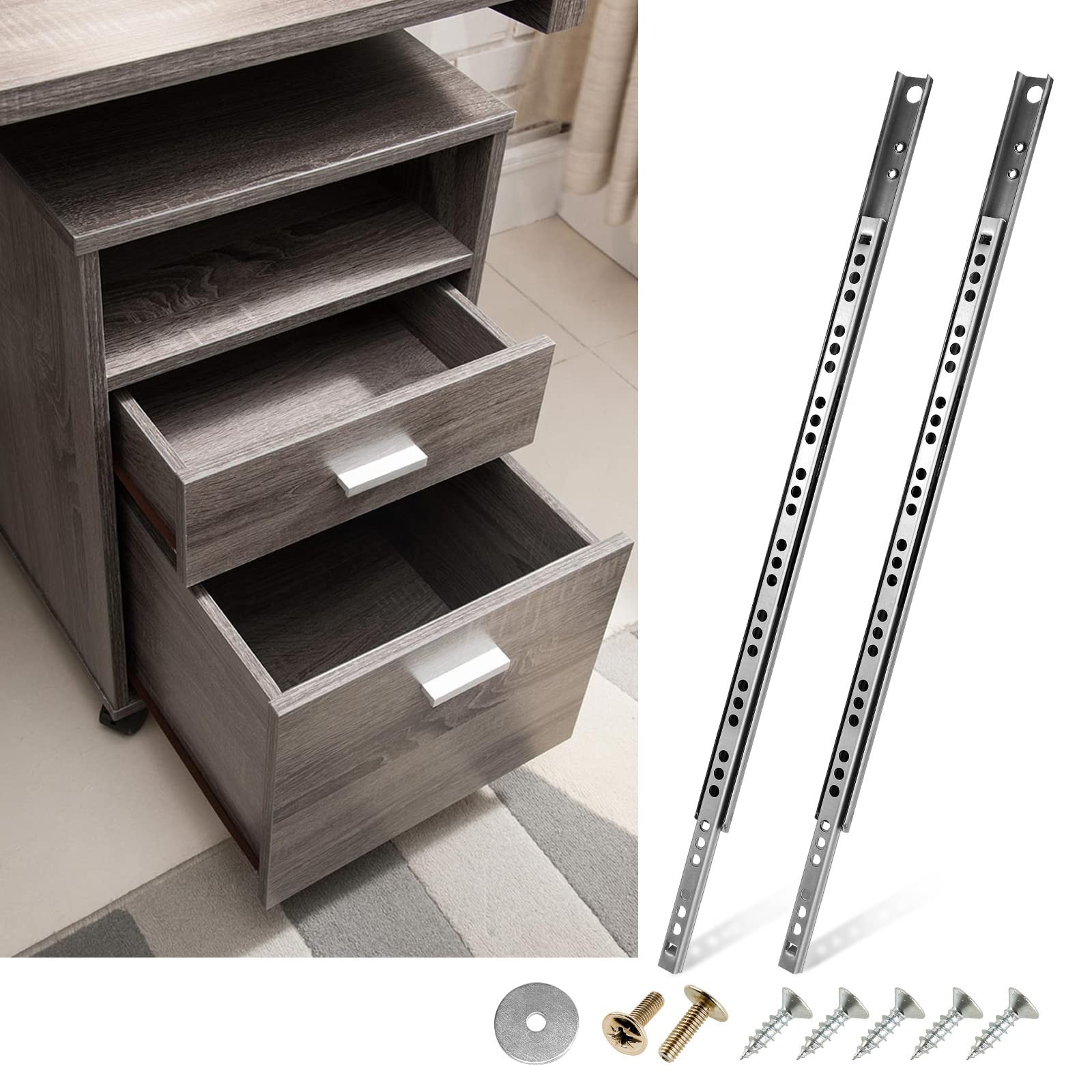 13.5 Inch / 342mm, 2 Fold Metal Drawer Track...