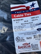 8" MOUNTING HEAD NYLON CABLE TIES 1,000 PCS. MADE IN USA! B7SOM-MH