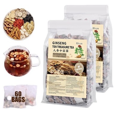Rlvym Ginseng Ten Treasures Kidney Care Cleanse 10 Natural Ingredient 60Teabags