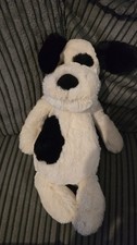 Jellycat Bashful Black & Cream Puppy Rufferty Medium Soft Toy Plush