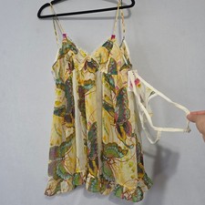 NWT Betsey Johnson Babydoll Lingerie Set L Yellow Chiffon Y2K Coquette Romantic