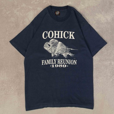 Screen Stars Vintage 80s Cohick Familientreffen Grafik T-Shirt L Herren blau 