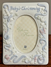 RUSS Hand painted Baby  s Christening Photo Frame Ceramic 3.5x4.5  Opening