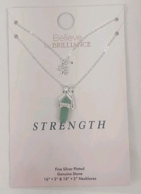 Believe By Brilliance 2 Necklaces Womens Strength Fine Silver Plated New