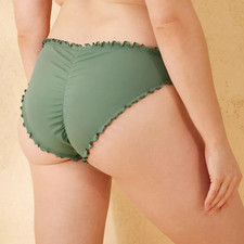 Shade Shore Women's Ruffle Cheeky Bikini Bottom Green Size Small 4-6
