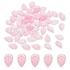 18 x 11mm Leaf Glass Beads, 100 Pcs Leaf Glass Spacer Beads Pendants, Pink