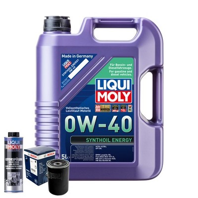 Motoröl 0W40 LIQUI MOLY Synthoil Energy 5L+BOSCH Ölfilter +Spülung
