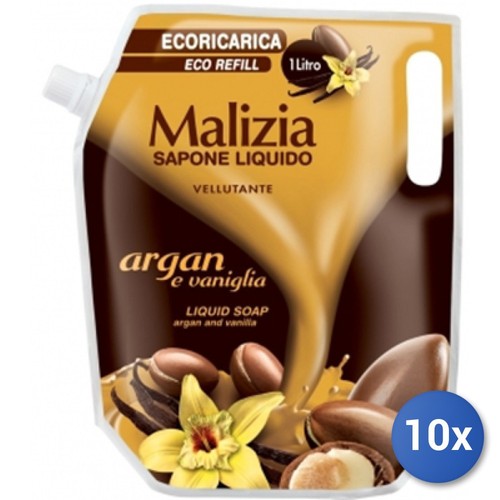 10x Bundle Malizia Seife Schlafsack 1000 Ml. Argan-öl / Vanille