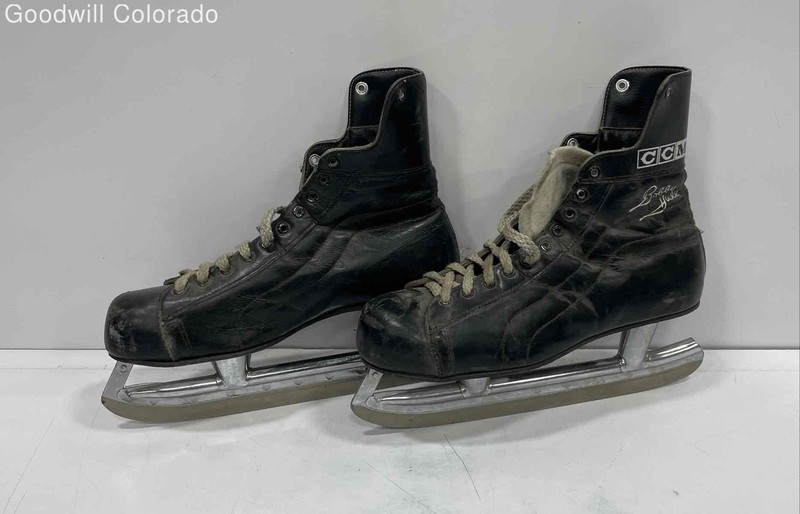 CCM Mens Black Chicago Blackhawks Bobby Hull NHL Ice Hockey Skates Size 10