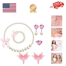 Handmade Pearl Kids Jewelry Set for Little Girls Toddler - Unique Clip On Ear...