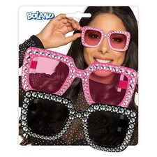 Brillen-Set Partybrillen Bling Bling 2 Brillen in Schwarz Rosa mit Strass Unisex