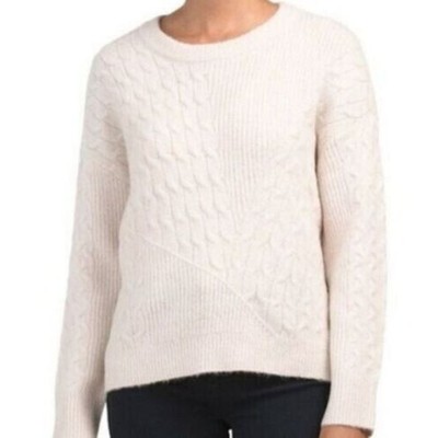 Kendall + Kylie Women's Cable Knit Ribbed Fisherman Sweater In Oatmeal XSmall