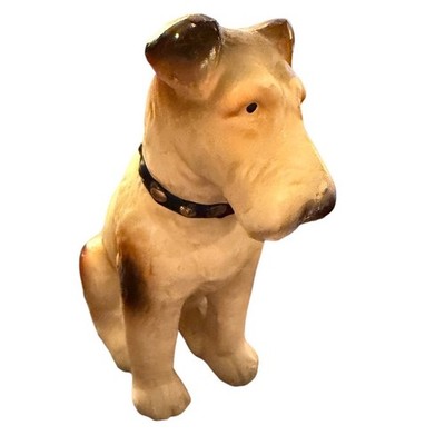 Vtg 40s Made in Japan Airedale Terrier Figurine Ceramic Dog Statue Seated Brown