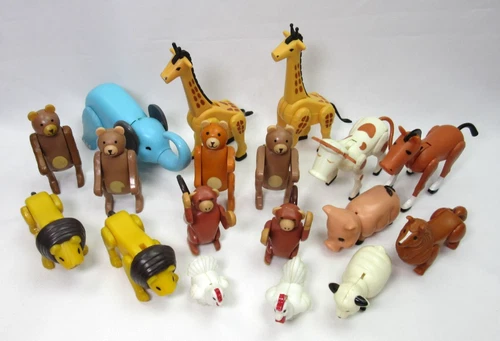 Vintage Fisher Price Little People Circus Train & Farm Animals Lot of 18 1970s