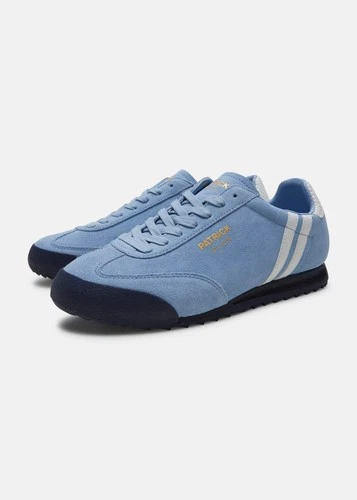 Patrick Dijon Mens Trainers Casual Shoes Sky Blue White Navy 80s Retro Design