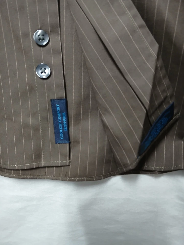 Camisa Material London Para Hombres Marrón a Rayas Talla XXL Genial Comodidad Sin Hierro Nueva Sin Etiquetas Foto 3 de 4