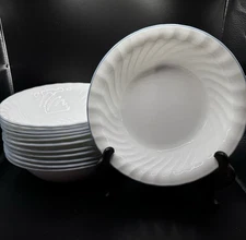 Corelle By Corning Pink Trio Swirl Set Of 12 Soup Cereal Bowls 7.25”