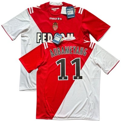 2010/11 Monaco Home Jersey #11 Aubameyang Medium Macron Soccer Gabonese Star
