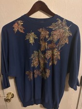 Vintage Sloppy Joes Leaf Sweatshirt Navy Blue Uni Size Made in USA