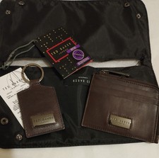 Ted Baker Mens Wallet Gift Set With Keyring BNWT + Leather Pouch Genuine RRP £65