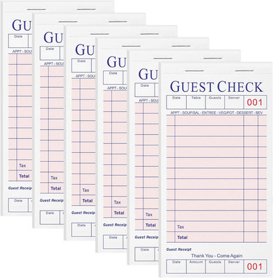 6 Pack Pink Server Books, Server Note Pads, Guest Check Books for Servers, Waitr