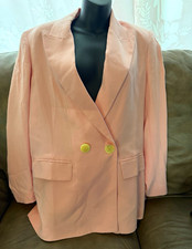 Zara Women s Pink Double Breasted Lined Blazer w/ Pockets Long Sleeve Size S