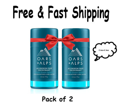 Oars + Alps Aluminum Free Deodorant for Men, 2PK, 2.6 oz, Deep Sea Glacier