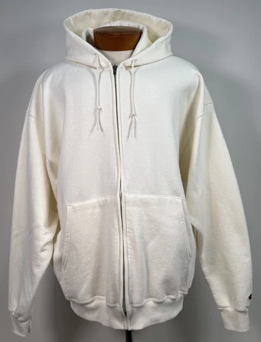 OFF WHITE Felpa con cappuccio zip intera pesante vintage Y2K CHAMPION bianca bianca XL LEGGI