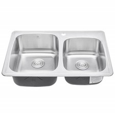 eModernDecor Drop In 33 in Double Bowl Kitchen Sink Stainless Steel ALTO-6040-1