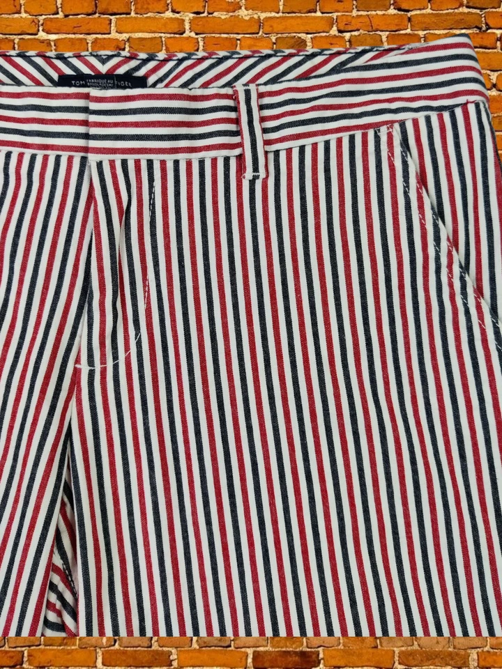 TOMMY HILFIGER STRIPED SHORTS UK 12 US 8 NAVY RED WHITE SLASH POCKET SUMMER WMS - Image 2 of 4