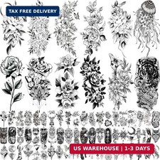 82 Sheets 3D Flowers Temporary Tattoos for Women Adult, Including 12 Sheets Larg