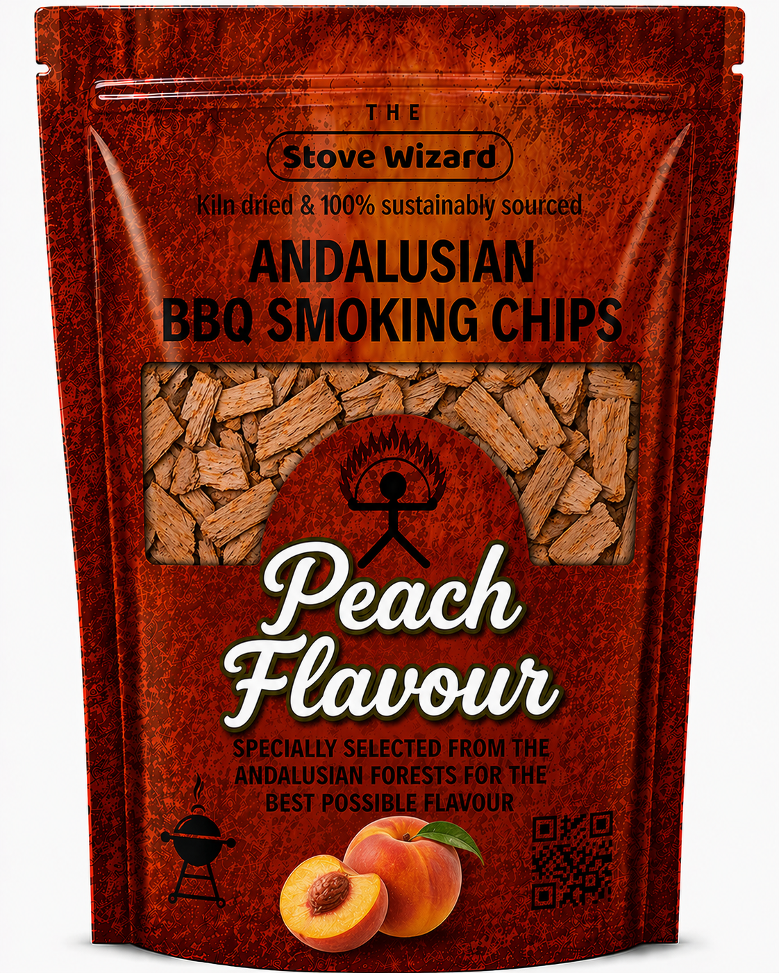 BBQ Smoking Wood Chips Peach Premium Smoker Fuel Natural 850g 3.4L