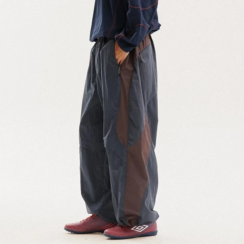 Unisex Spliced Cargo Pants Quick Dry Loose Baggy Jogger Track Trouser