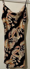 Urban Outfitters Black Floral Dragon Sateen Mini Slip Dress Small/Petite Y2K