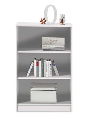 Wandregal Bücherregal Standregal Wohnzimmerregal Aktenregal 3 Fächer Weiß