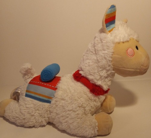 FAO Schwarz Llama Alpaca Plush 14" Long White w/ Rainbow Blanket Stuffed lovey - Picture 4 of 9
