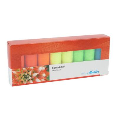 Amann Mettler Seralon Neon Nr.100 (8 Garnrollen, 5 Farb. 200m Nähgarn Allesnäher