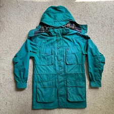 Eddie Bauer Mountain Parka Mens Medium Long Vtg Wool Lined Hood Teal Blue Pocket