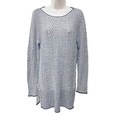 EIGHT EIGHT EIGHT S Gray Knit Long Sleeve Tunic Sweater Dress Button Detail  VG | eBay